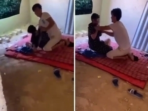 Bolajak ayolning lifchigini yechayotgani videosi