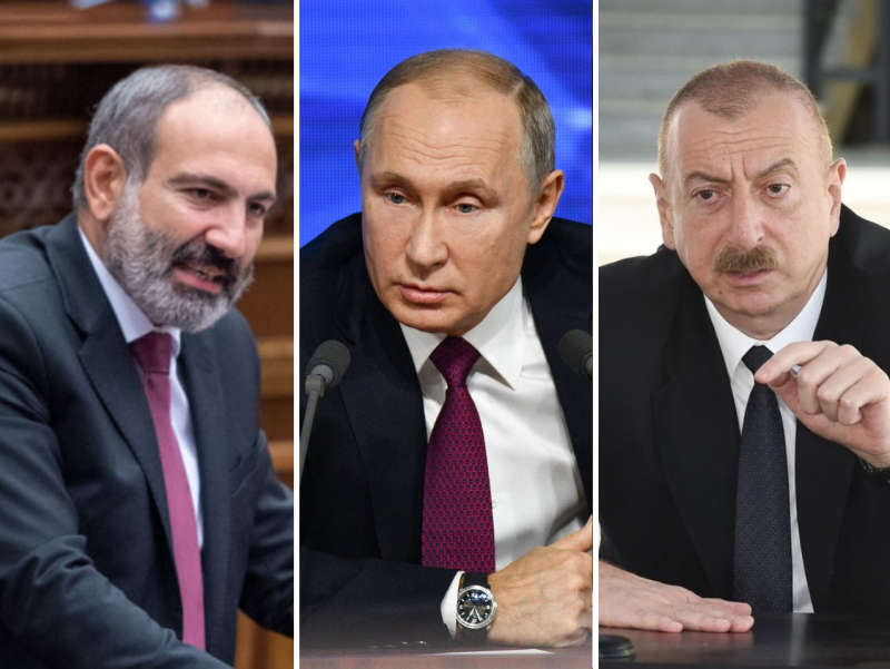 Putin Pashinyan va Aliyev bilan Tog‘li Qorabog‘ masalasi bo‘yicha gaplashdi 