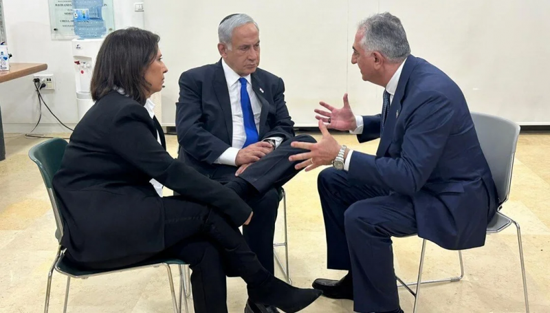 2023 yilda Rizo Паҳлавий Қuддuсда Isroil Бош vaзири Биньямин Нетаньяхu bilan uчрашди